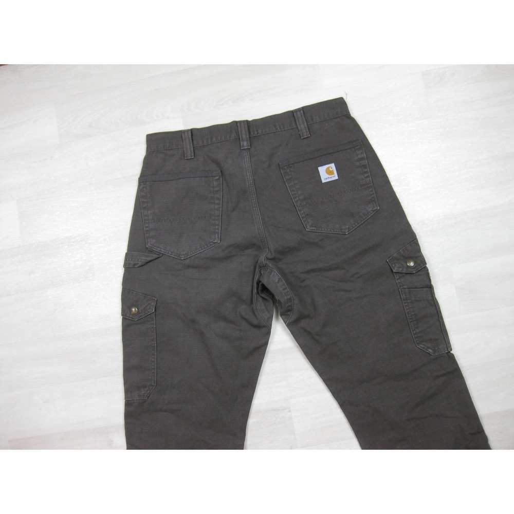 Carhartt Ripstop Cargo Work Pants Men's (33x29) Loose Fit Brown Double Knee - Picture 12 of 14